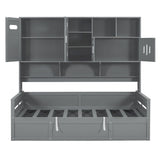 Daybed With All-In-One Cabinet And Shelf