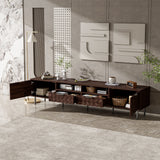 TV Stand For TVs Up To 85" With Closed Storage, Soft Closing Hinges, Living Room Entertainment Center - Walnut