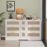 Elegant Rattan Locker With 9 Drawers, Metal Handles