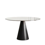 Round Dining Table & Glass Top - Black / Brown