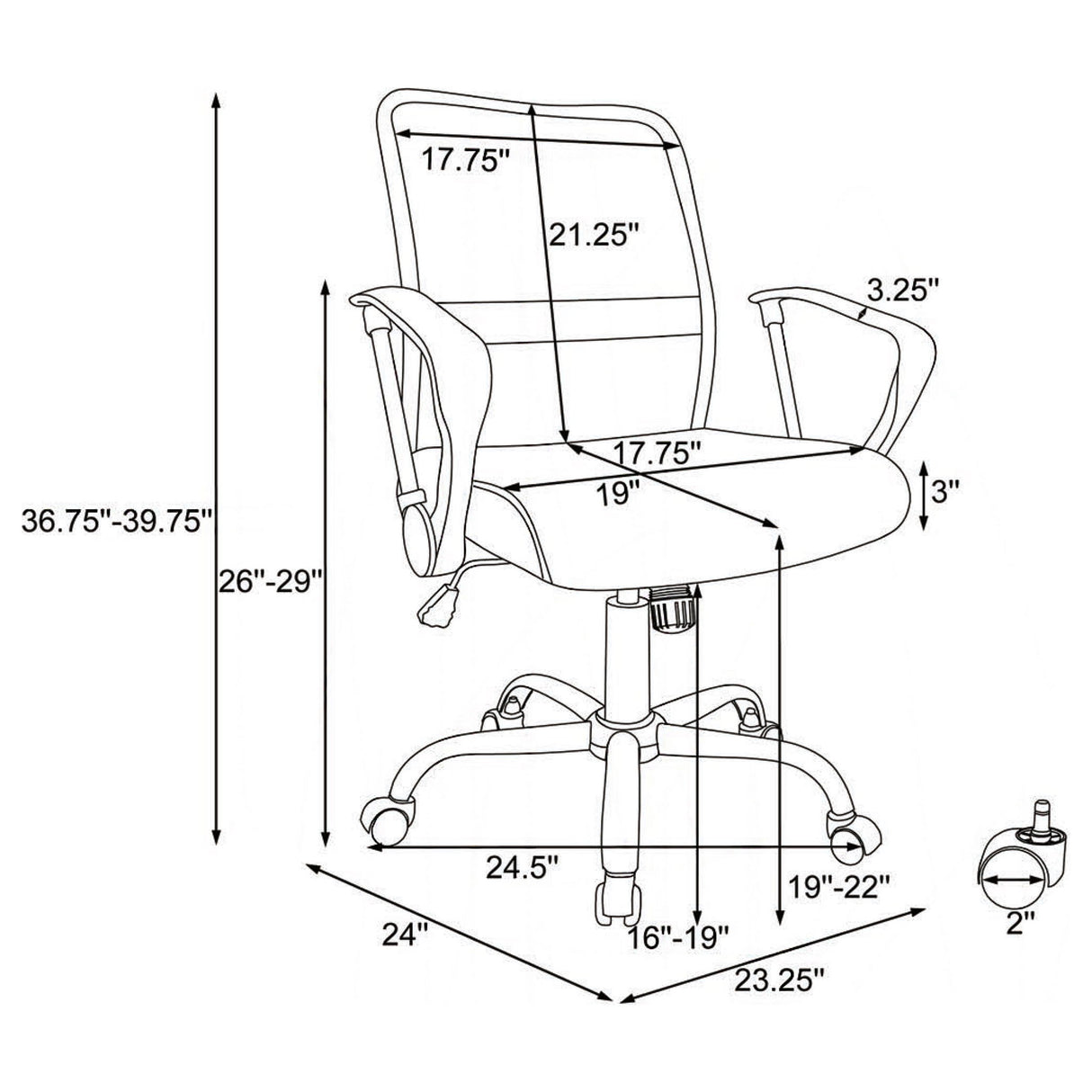Swivel Office Chair With Base Adjustable Height - Black