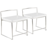 Fuji - Contemporary Stackable Dining Chair (Set of 2) - Silver Frame