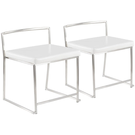 Fuji - Contemporary Stackable Dining Chair (Set of 2) - Silver Frame