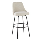 Marcel - 30" Fixed-Height Barstool With Swivel And Round Black Metal Footrest (Set of 2) - Black Metal