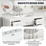 Vanity Top With 3 Faucet Holes, Rectangular Basin For Bathroom - White