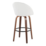 Matisse - 30" Highback Fixed-Height Barstool With Round Black Metal Footrest (Set of 2) - Walnut Wood