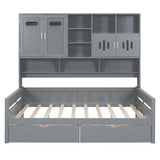 Daybed With All-In-One Cabinet And Shelf