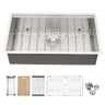 33" Undermount Kitchen Sink Single Bowl Stainless Steel Ledge Workstation In Brushed Nickel, 16 Gauge 304 Stainless Steel, 33 X 19 X 9 Inch