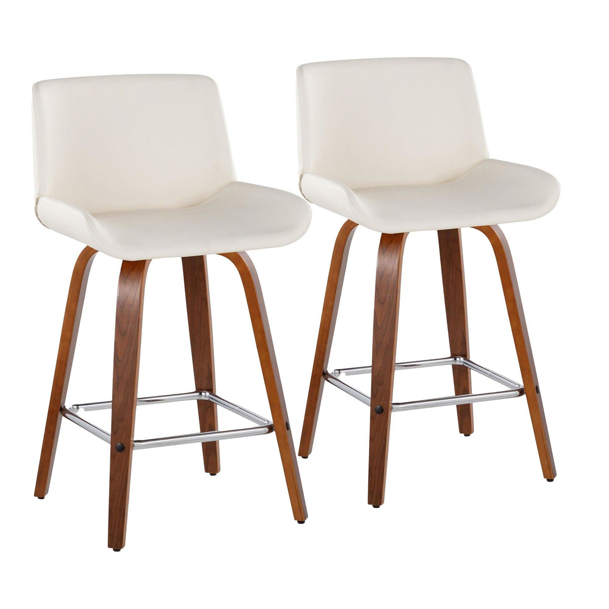 Santi - 25" Fixed-Height Counter Stool With Swivel - Walnut Wood (Set of 2)