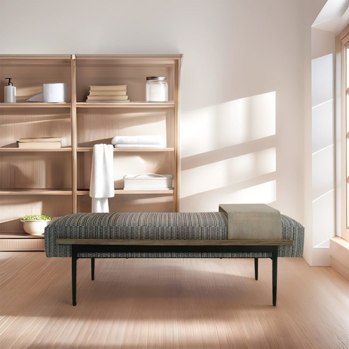 Upholstered Cocktail Ottoman With Slide Tray - Multi