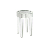 Noralie - 16" Round End Table - Mirrored & Faux Diamonds