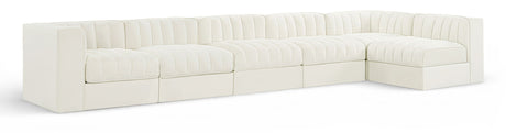 Rummi - Velvet Performance Fabric Upholstered 6 Piece Modular Sectional, L-Shaped (Right)