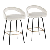 Grotto - Upholstered Fixed-Height Counter Stool - Black Metal