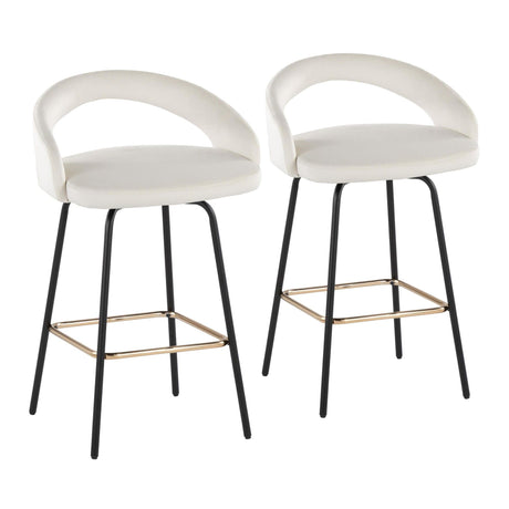 Grotto - Upholstered Fixed-Height Counter Stool - Black Metal