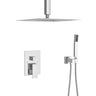 Modern Dual Shower Head System With 16" Ceiling Mount Finish, Stainless Steel And Brass