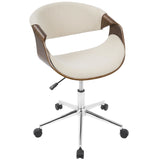 Curvo - Office Chair - Walnut And Cream