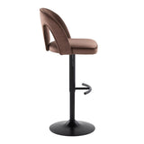 Ava - Upholstered Adjustable Barstool (Set of 2) - Black Metal