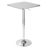 Bistro - Adjustable Square Bar Table - Silver