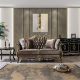 Betria - Loveseat With 4 Pillows - Light Green Velvet, Gold & Black High Gloss