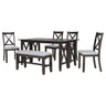 6 Piece Family Dining Room Set, Space Saving Foldable Table And 4 Chairs With Bench