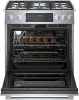 Bosch HGIP056UC gas range oven open with food inside