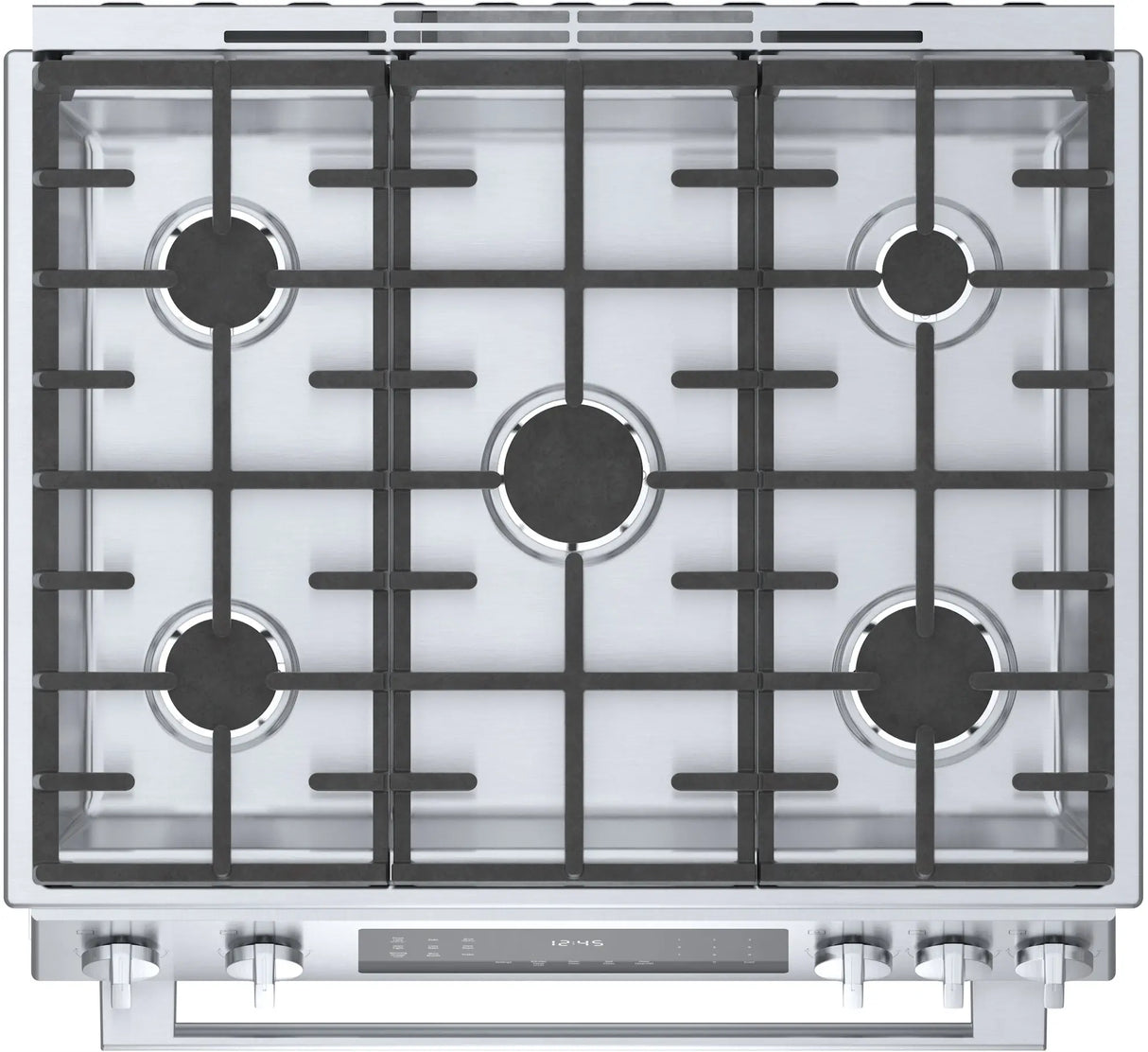 Bosch HGIP056UC sealed burner cooktop top view with continuous cast iron grates