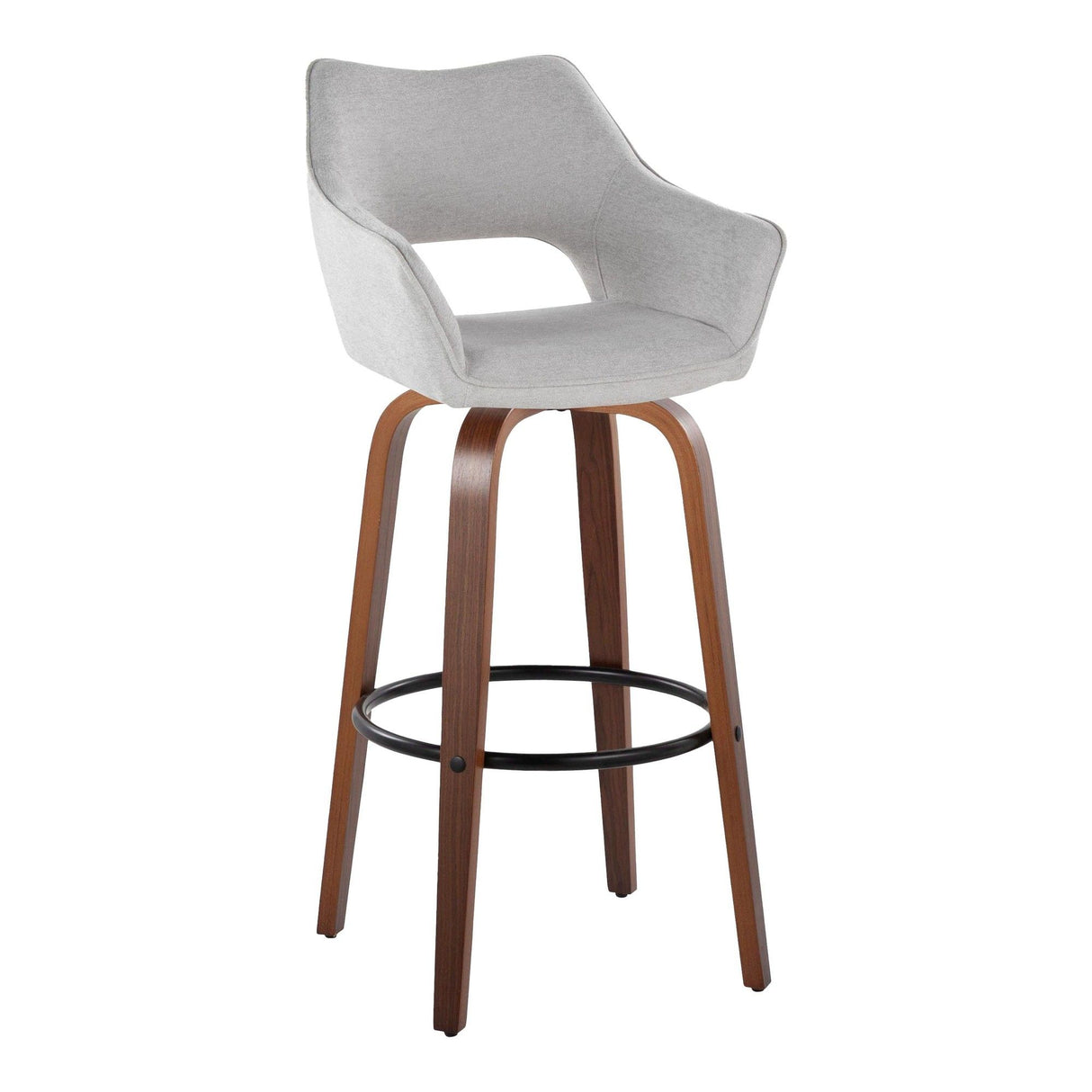 Mustang - 30" Fixed-Height Barstool With Swivel - Walnut Wood (Set of 2)