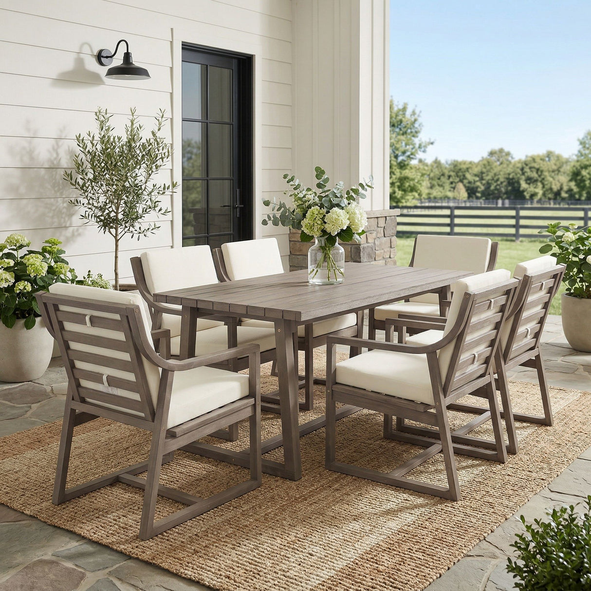 7 Piece Modern Outdoor Dining Set, Patio Furniture