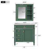 Bathroom Vanity With Medicine Cabinet, Royal Mirror Cabinet, Modern Bathroom Storage Cabinet With 2 Soft Closing Doors And 4 Drawers