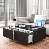 Modern Smart Coffee Table With Built-In Fridge, tooth Speaker, Wireless Charging Module, Touch Control Panel, Power Socket, USB Interface, Outlet Protection, Atmosphere Light