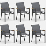 Outdoor Patio Chairs, Ergonomic (Set of 6) - Gray