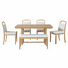 Farmhouse Dining Set With 4 Upholstered Chairs & 1 Bench