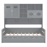 Daybed With All-In-One Cabinet And Shelf