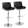Santi - Upholstered Adjustable Barstool With Swivel And Rounded T Footrest (Set of 2) - Chrome Metal