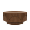 Round Fluted Drum Coffee Table With Sturdy Base For Living Room