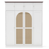 8 Door Armoire Wardrobe With Adjustable Shelves And Hanging Rod
