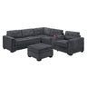Sectional Set With Reversible Loveseat, USB Console, Corner Wedge & Ottoman