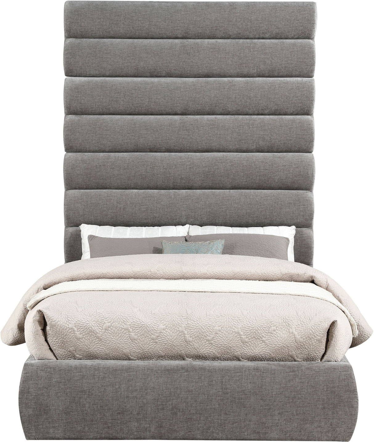 Adam - Chenille Fabric Bed With 89" Headboard