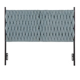 Matisse - Braided Queen Size Headboard - Black Metal And Blue Fabric