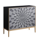 Quilla - Brass Console Cabinet - Black / Gery
