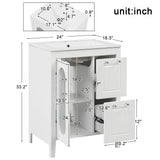 Modern Bathroom Vanity With Sink, Cabinet With 2 Drawers And Door, Adjustable Shelf