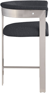 Romeo - Boucle Counter Stool With Silver Base (Set of 2)