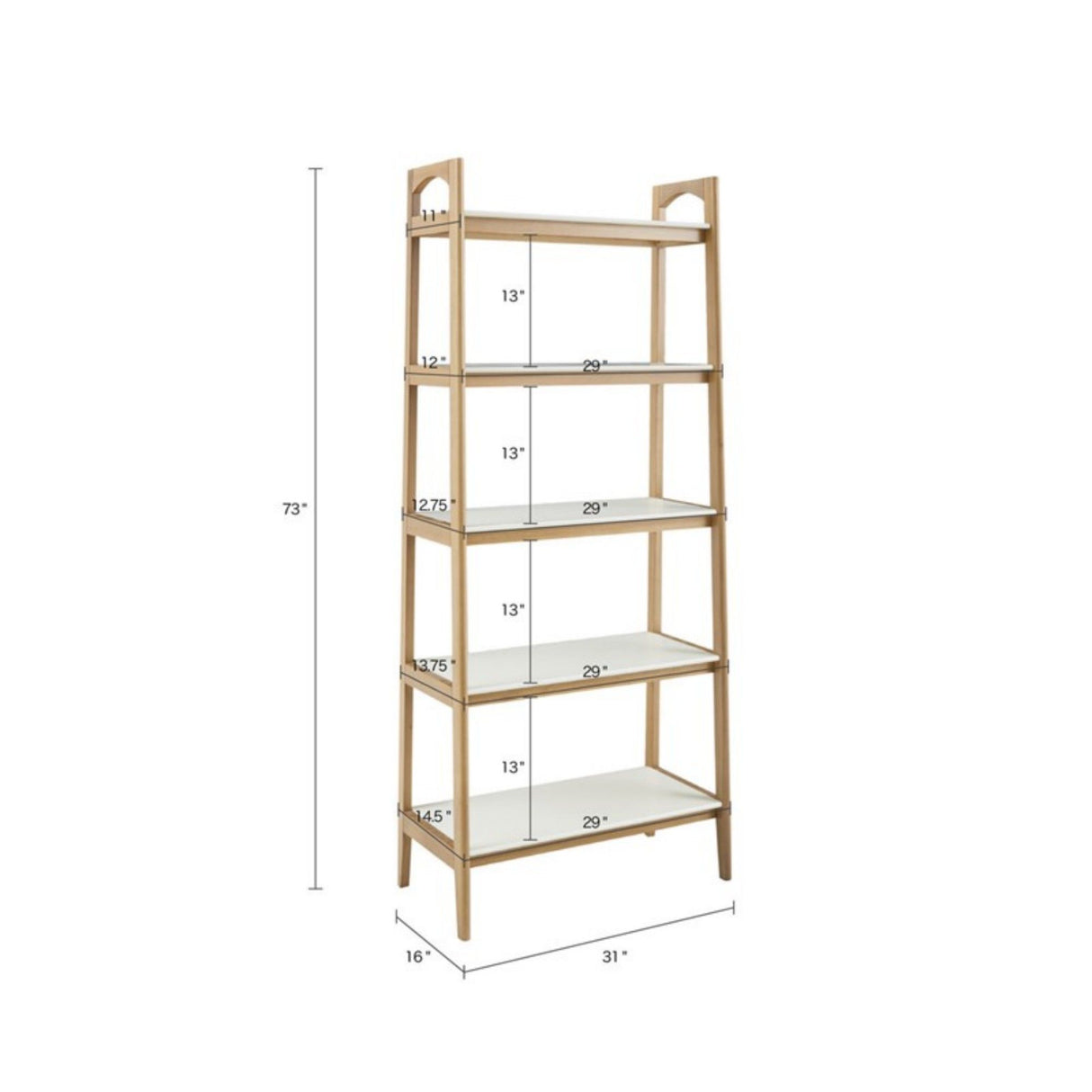 Parker - Bookcase With 5 Shelves - Off White / Natural
