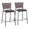 Tania - Braided Contemporary Counter Stool With Faux Leather Seat (Set of 2)