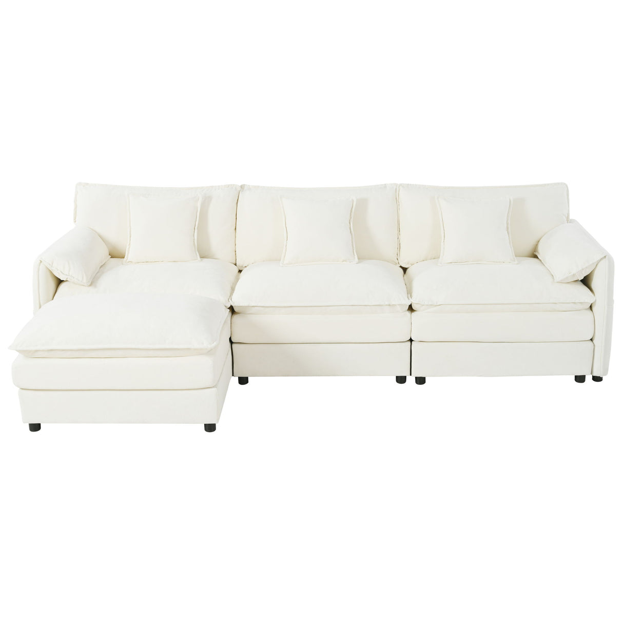 Modern Comfy Deep Seat Modular Sectional Sofa Cloud Couch With Ottoman