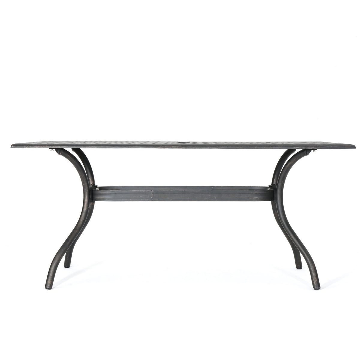 Enchantia - Outdoor Rectangular Dining Table With Weave Tabletop And Flared Legs - Copper