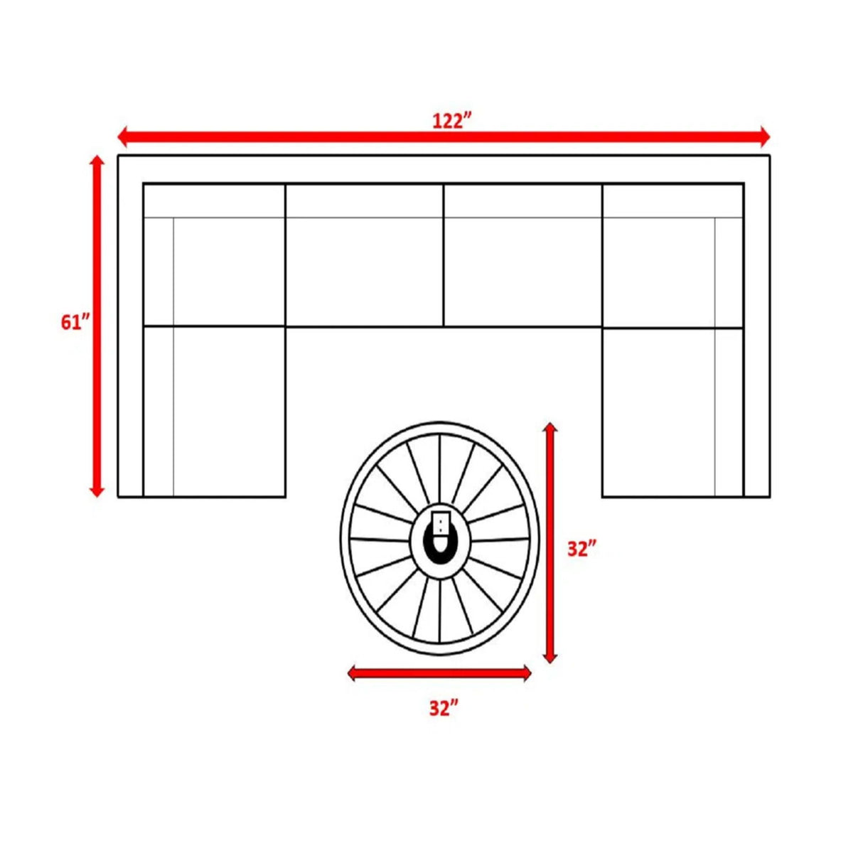 Wicker Outdoor Lounge Set With Cushions And Fire Pit