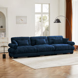 Modern Velvet Sofa With Bolstered Armrests And Pillows