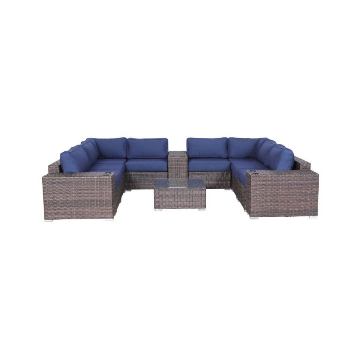 Modern Patio Rattan Sectional Set With Cushions