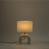 Lithos - Genuine Marble Base And Linen Textured Fabric Shade Table Lamp